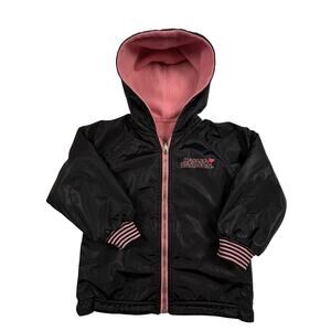 Harley-Davidson Reversible Hoodie Jacket Girls 4T Black Pink Biker Coat